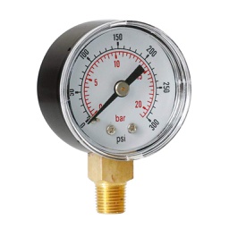 [FF-PG-20B-M] Suction Pressure Guage Model GES, Direct Mounting type, Range: -30in Hg-300psi/ -1-20bar(Dual scale type psi &amp; bar), Dial size: 100mm, Full SS, 1/4"NPT Bottom Connection, with liquid filled - MASS